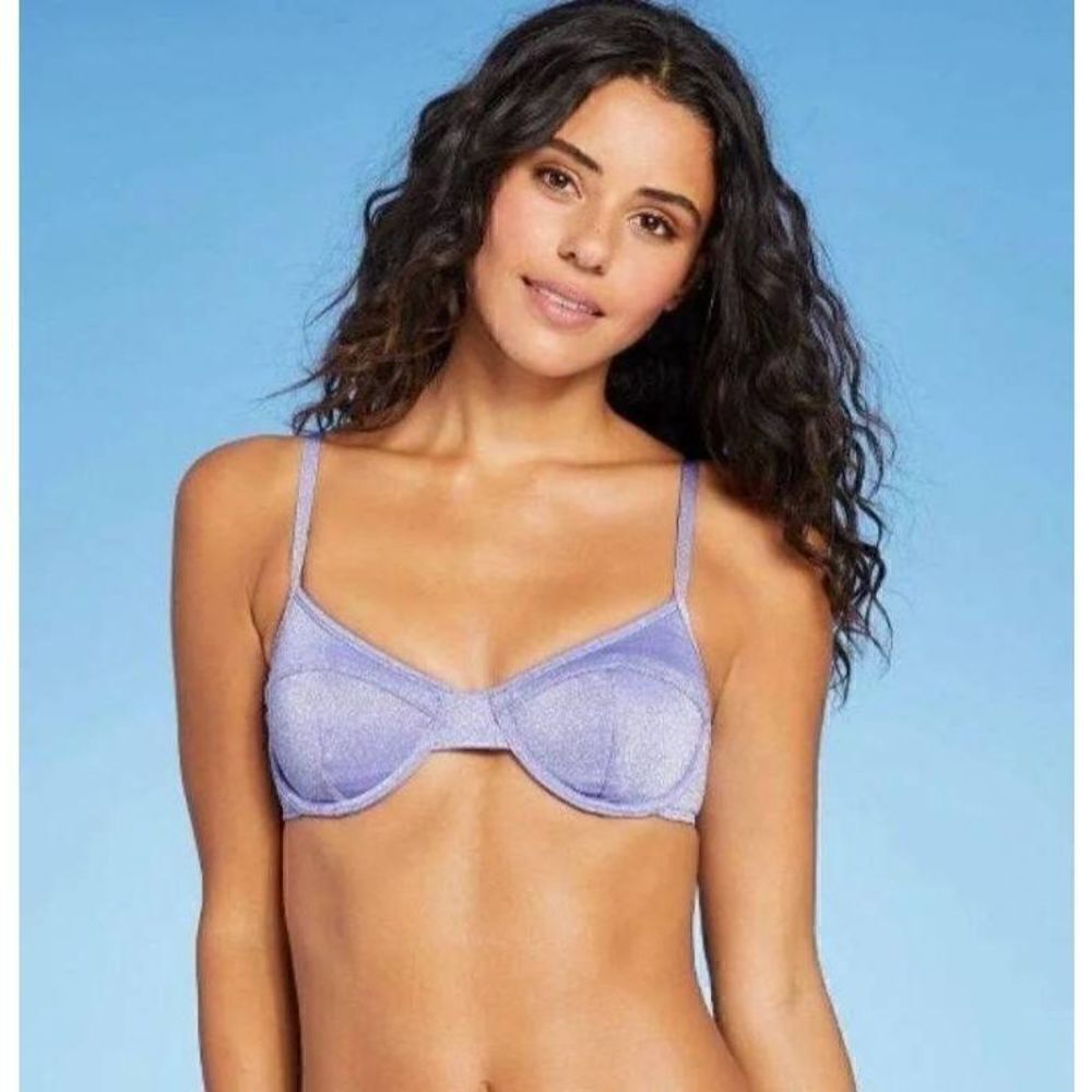 Xhilaration NWT purple Metallic sparkle Underwire Bikini TopSize M (4-6)